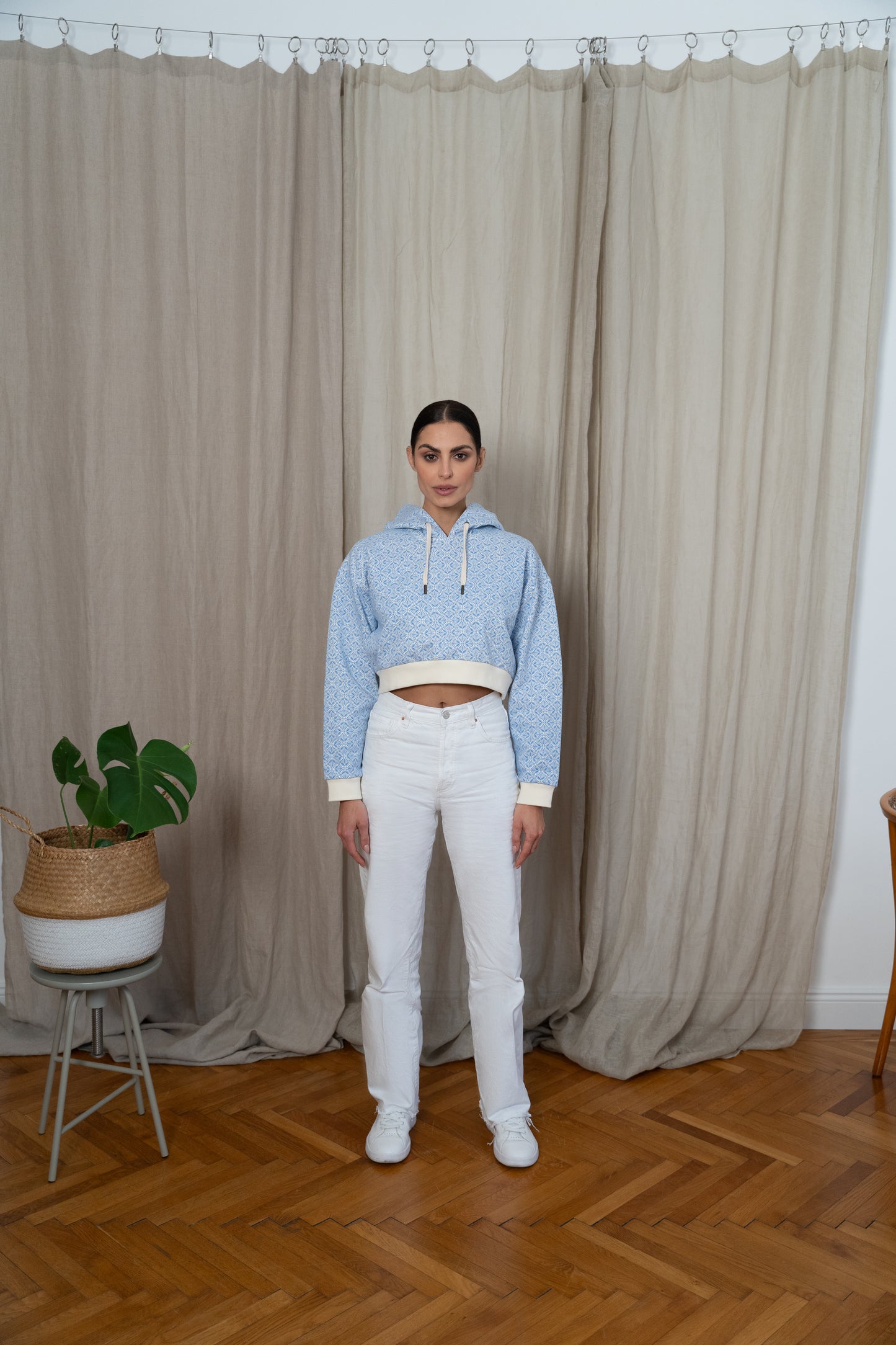 Blue Gulmohar Hoodie  – Cropped